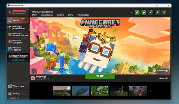 minecraft launcher with a custom profile for neoforge