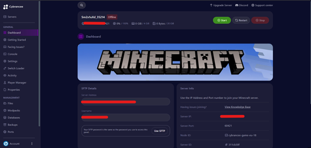 a dashboard with multiple options to choose from