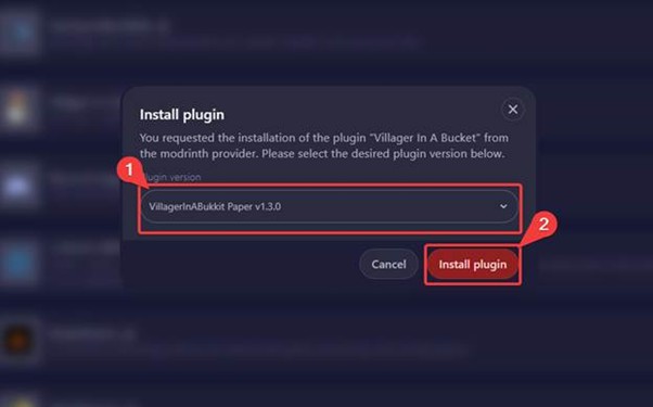 plugin instalation pop up window