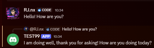 Screenshot of messaging a Discord Bot