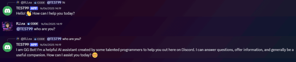 Screenshot of A Discord Chatbot that haves a personality & rules