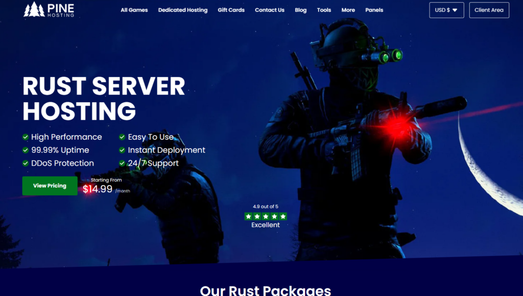 pine hosting page for rust