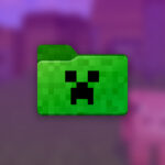 Minecraft blurred background, with green file icon