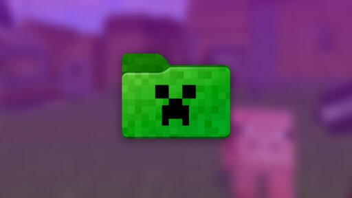 Minecraft blurred background, with green file icon
