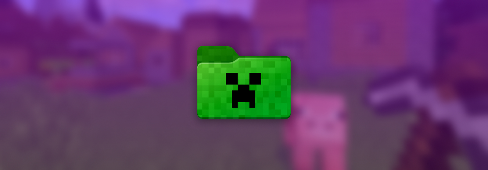 Minecraft blurred background, with green file icon