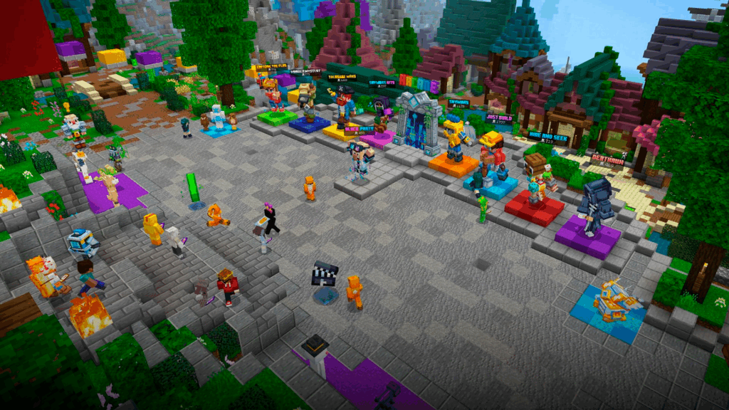 Players in a Minecraft server lobby