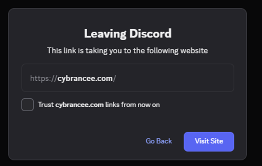 a leaving discord message sending to cybrancee.com website