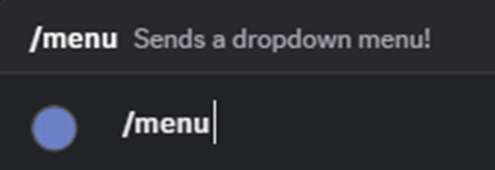 a discord slash command named menu