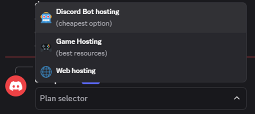 a discord dropdown menu with multiple options