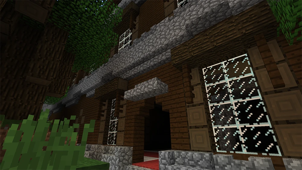 An image of the entrance to a Woodland Mansion