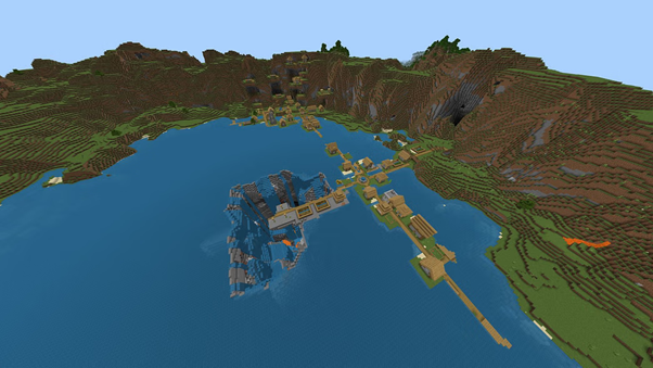 a village next to a sinkhole