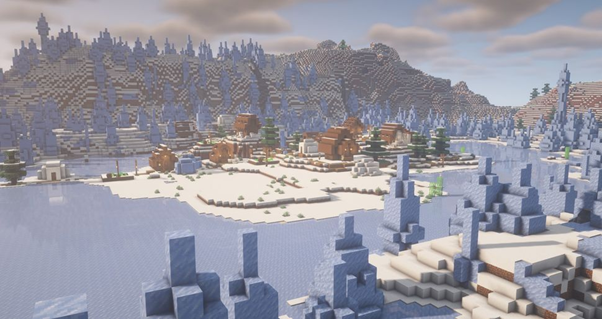 a village in an ice spikes biome