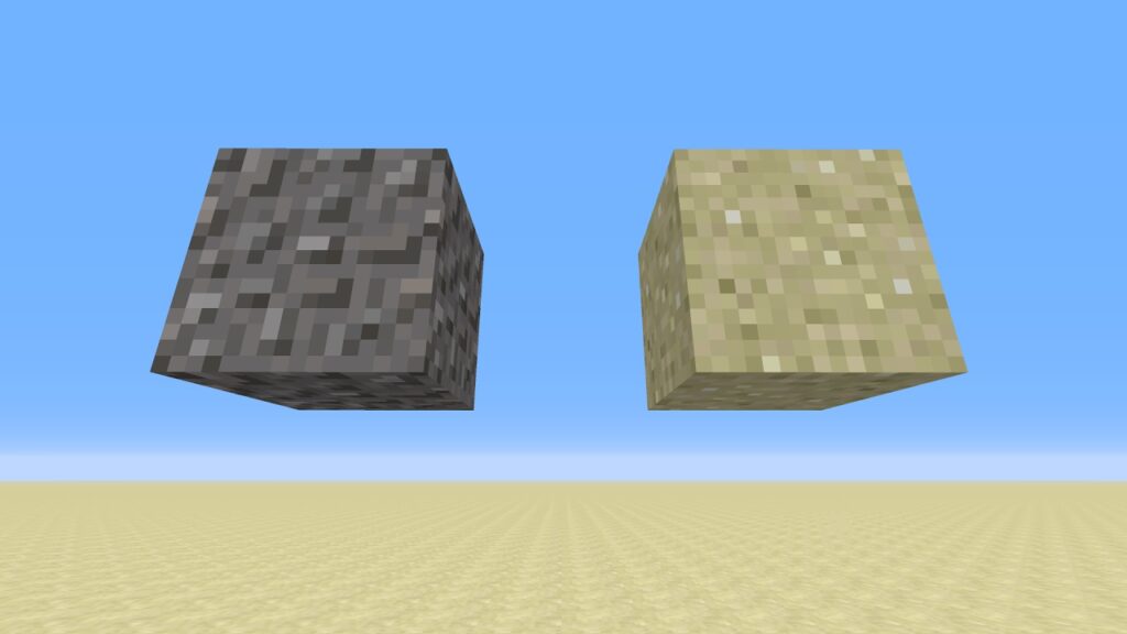 An image of sand and gravel, the only two blocks that are affected by gravity