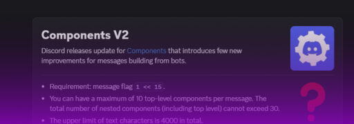 Discord components V2 banner with information