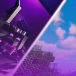 Minecraft banner with Ender dragon split screen