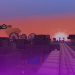 Minecraft landscape with figures