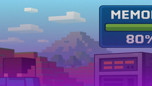 Minecraft banner of world with server and memory usage card