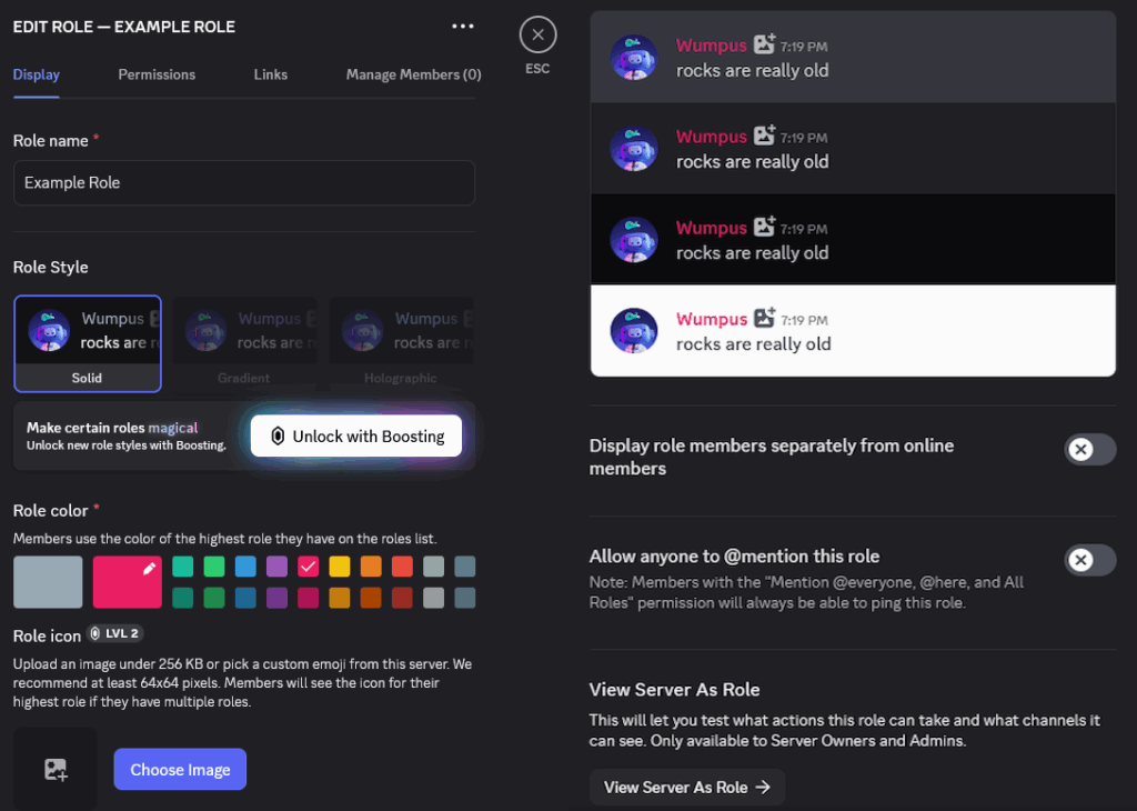 An image showing how the edit role window looks.