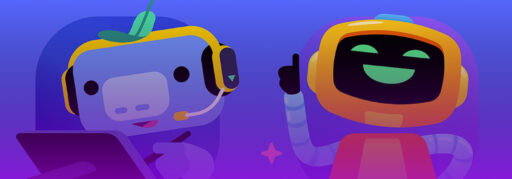 Discord bot characters, on blue background