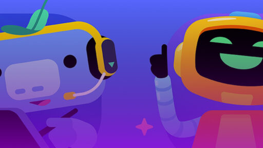 Discord bot characters, on blue background