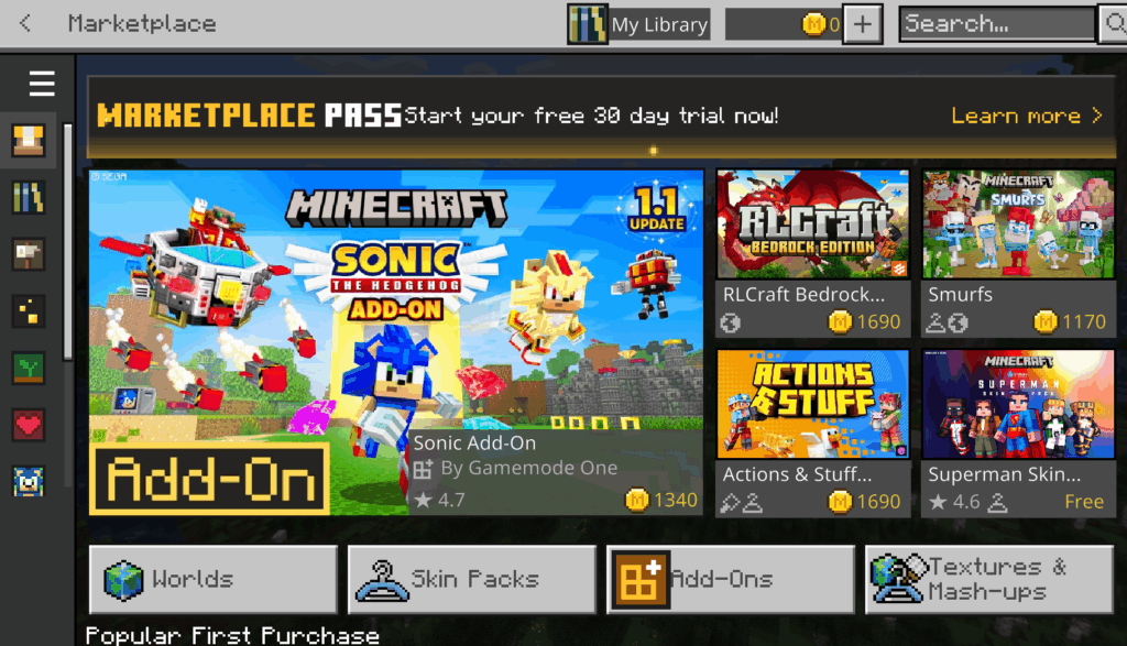 The Minecraft Bedrock Add-On Marketplace