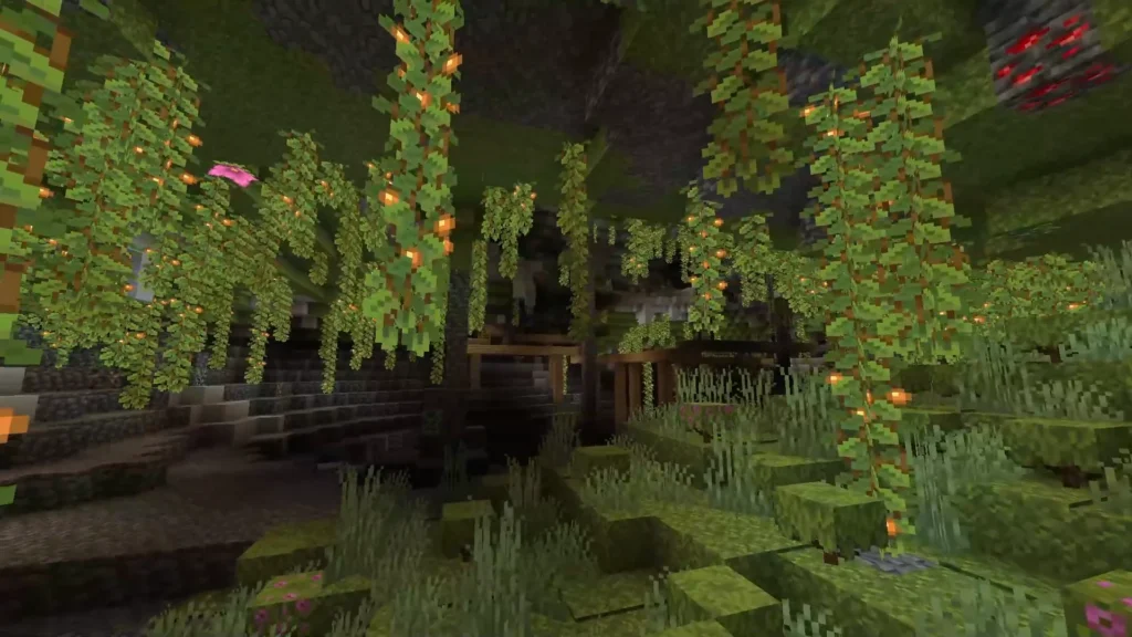 An image of lush caves