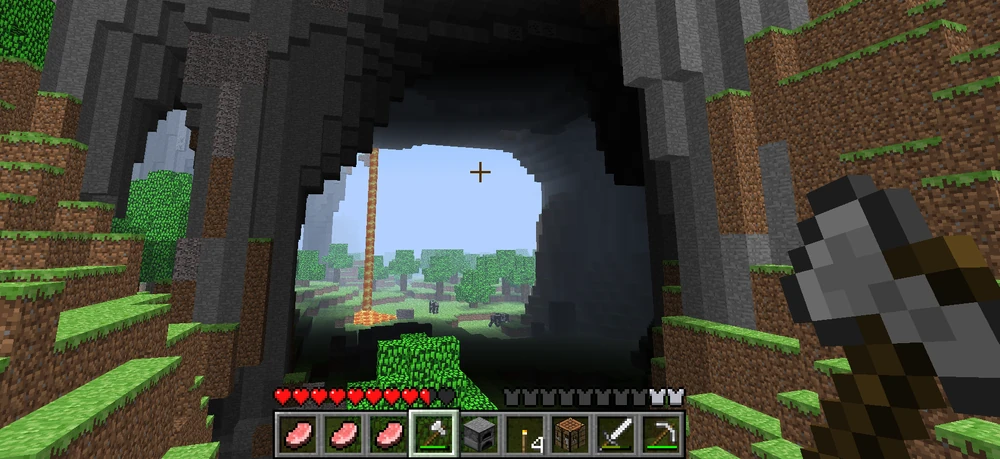 An image of cheese caves from minecraft alpha