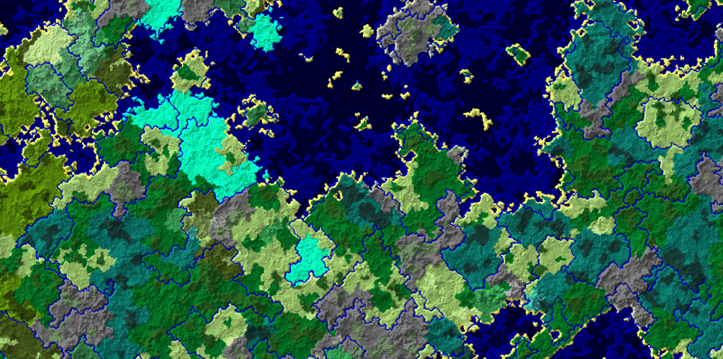 A map of a generated Terrain pre-1.18 (taken in 1.12)