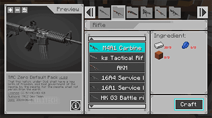 Minecraft weapons interface