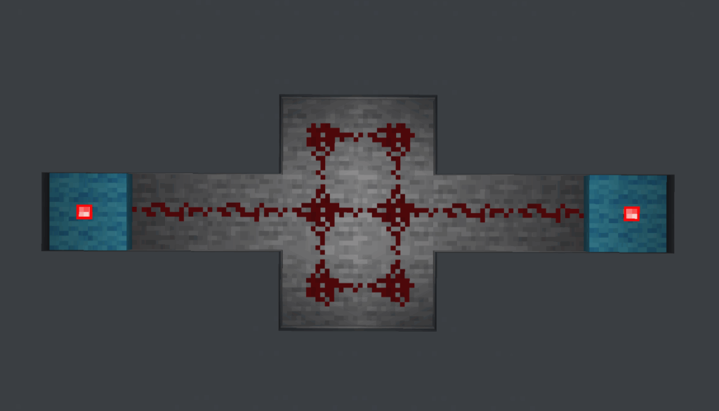 The two side blocks and the redstone torch on top