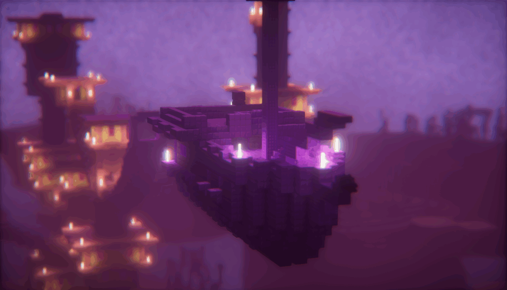 An endship infront of an end city.