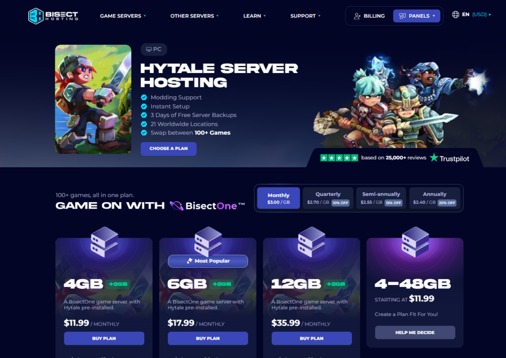 bisect hytale page hosting