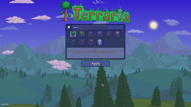 terraria new seed menu