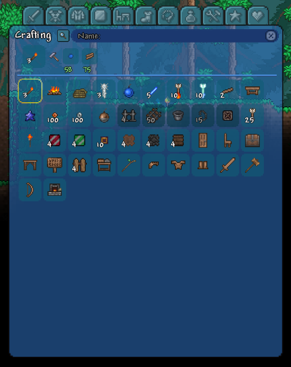 terraia new crafting inventory looks