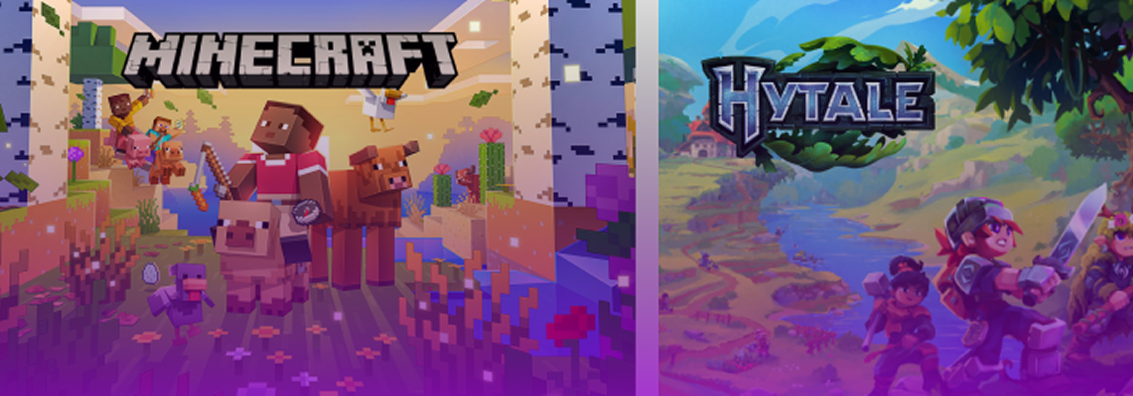 Banner with half Hytale and half Minecraft