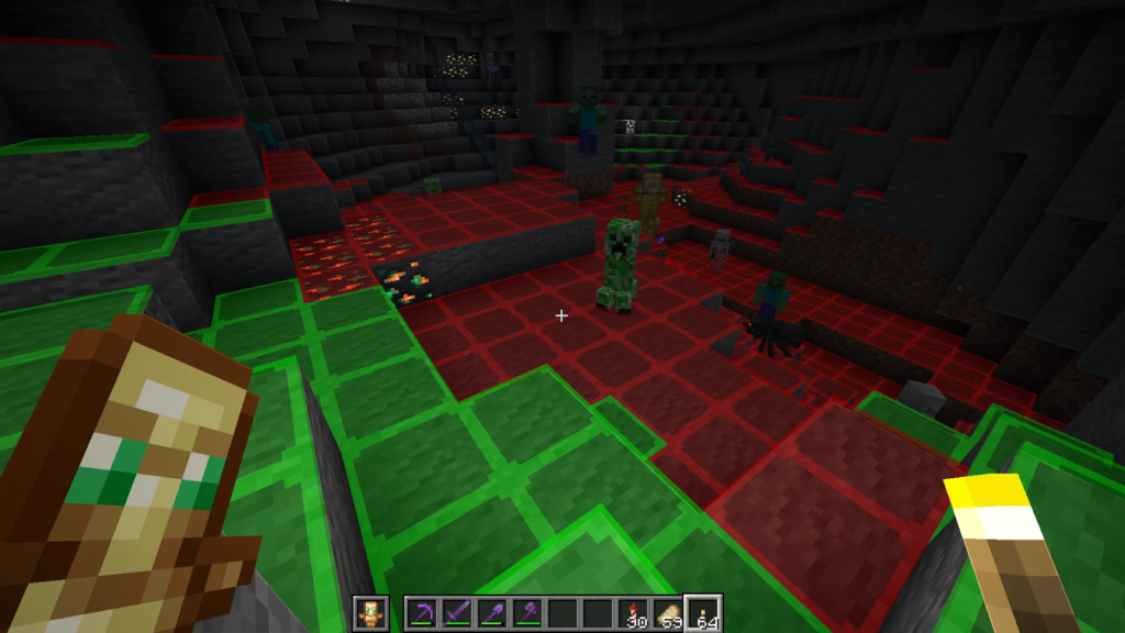 Green and red carpeting reflecting safe and not safe areas from the Lighty mod.