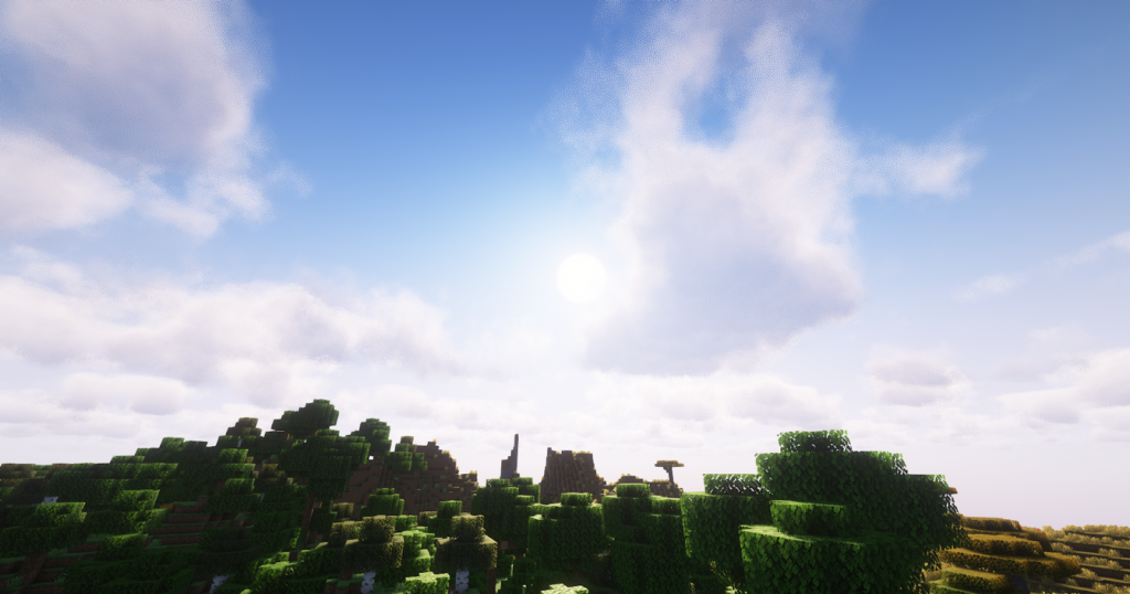 Realistic sunrise with clouds with the  Immersed with Shaders modpack.