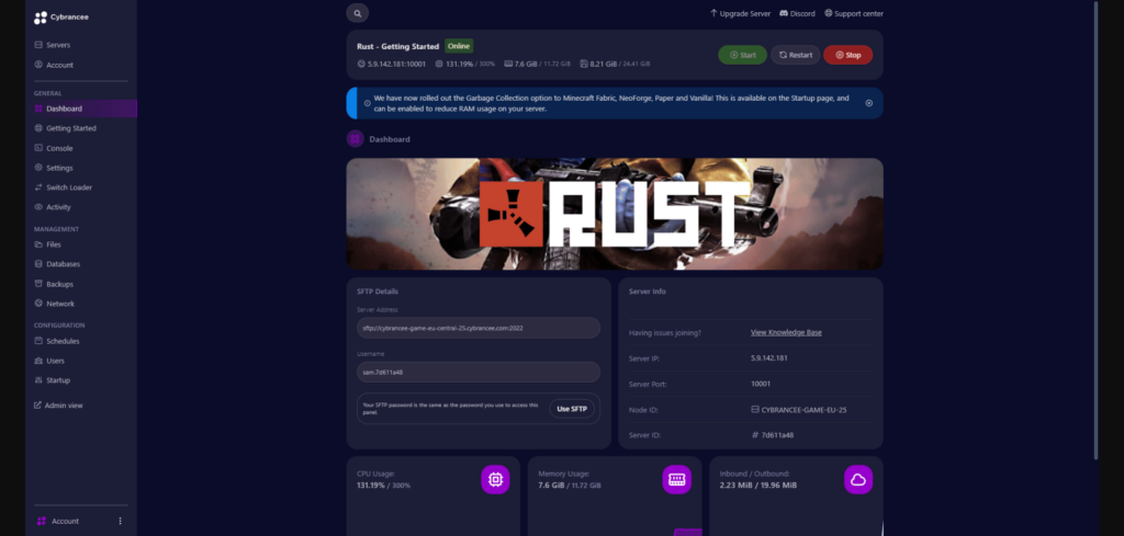 image with the cybrancee control panel 