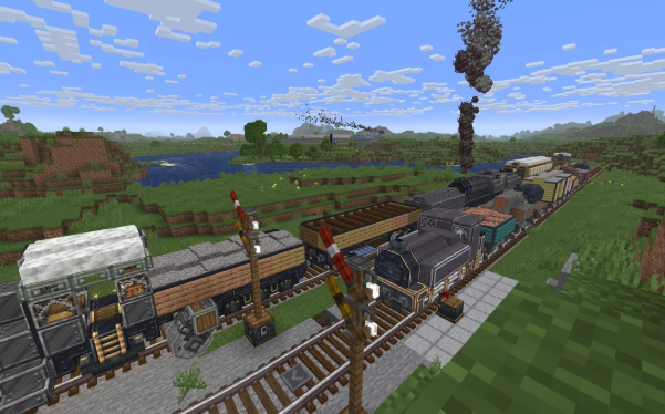 minecraft mod with train built on tracks