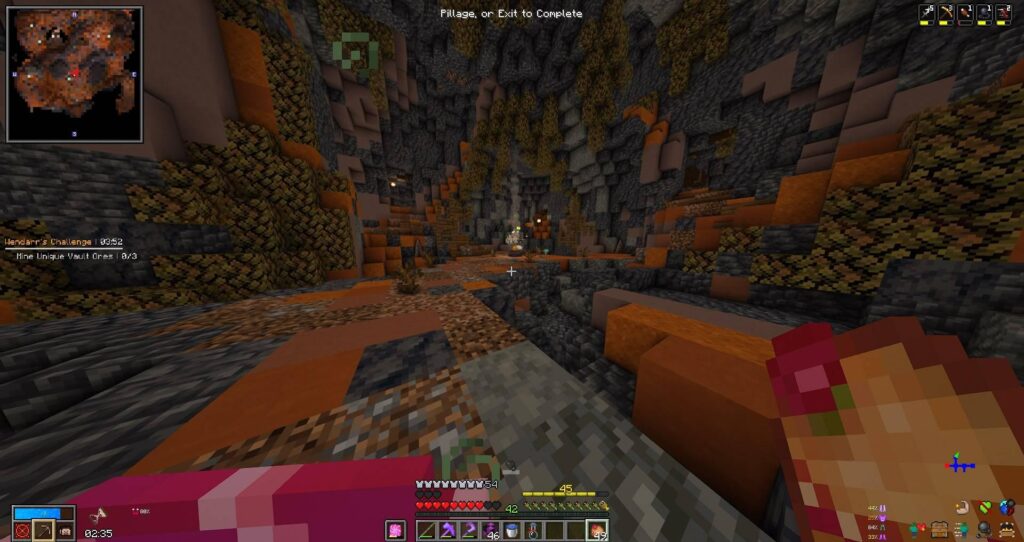 Minecraft player exploring underground vault