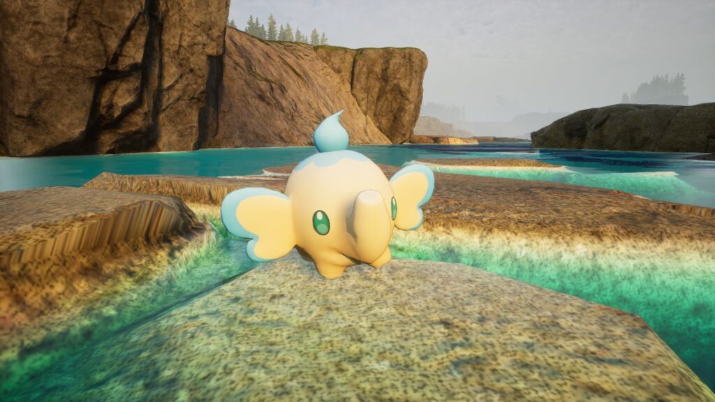 Small Teafant standing in a river area