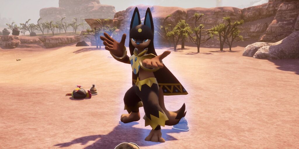  Anubis standing in Palworld desert environment