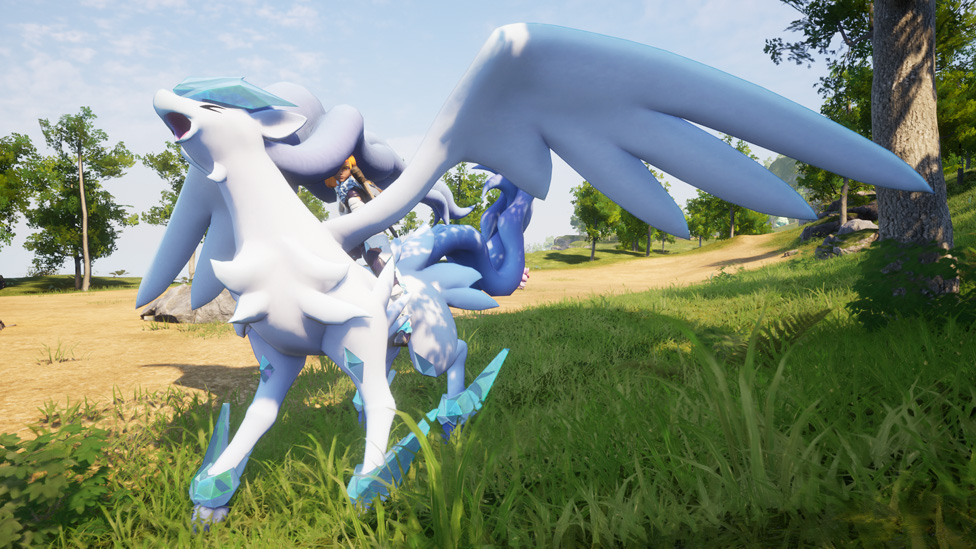 Frostallion mount in Palworld standing in a bright field