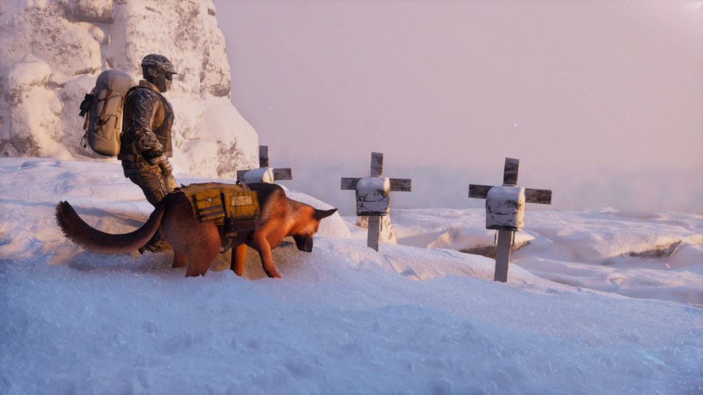 permafrost dog companion along some graveyards 