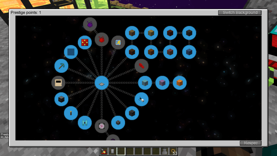 The prestige system from the SkyFactory 4 modpack