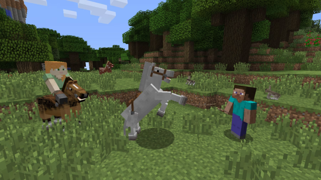 Two players with Minecraft Horses