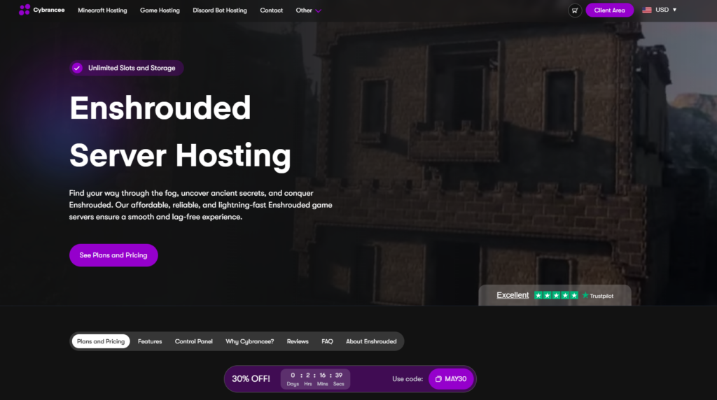 cybrancee hosting page for enshrouded 