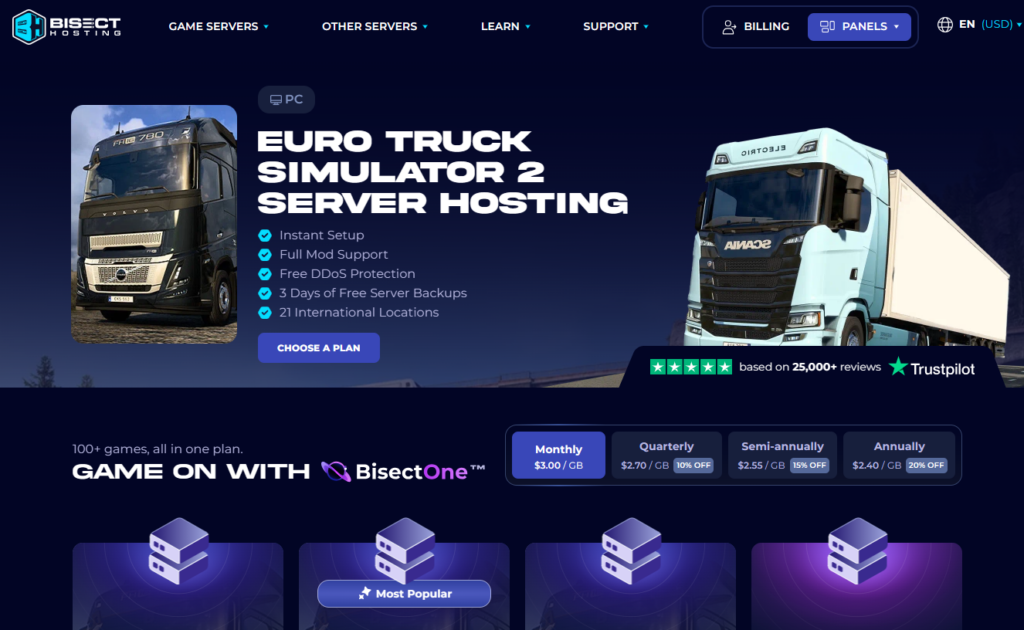 Bisect Hosting Euro Truck Simulator 2 Hosting Page