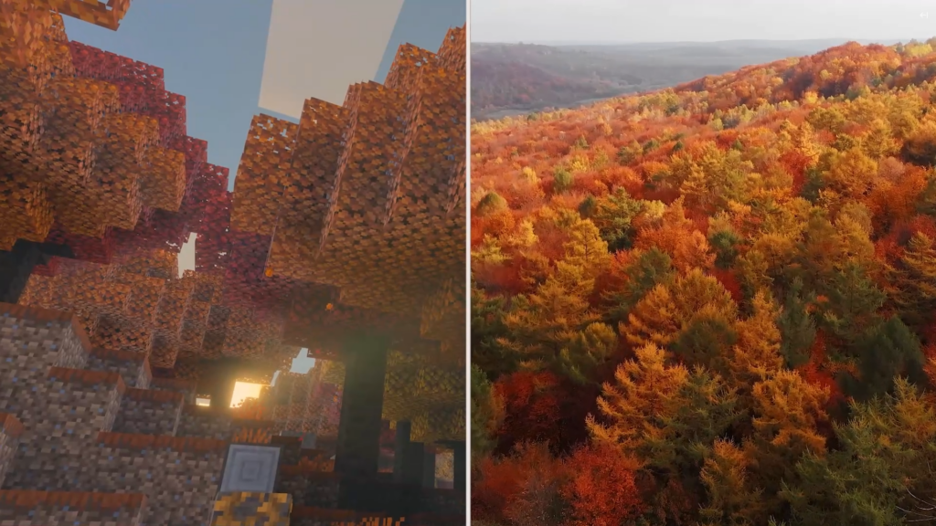 drappled forest minecraft comparation to real life