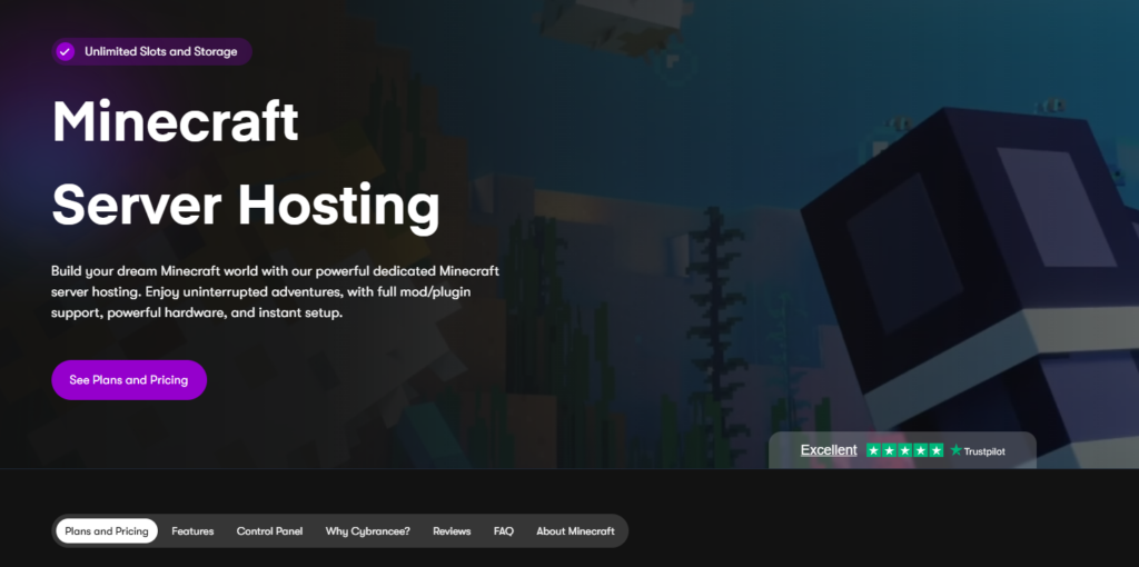 The Cybrancee Minecraft Server Hosting page
